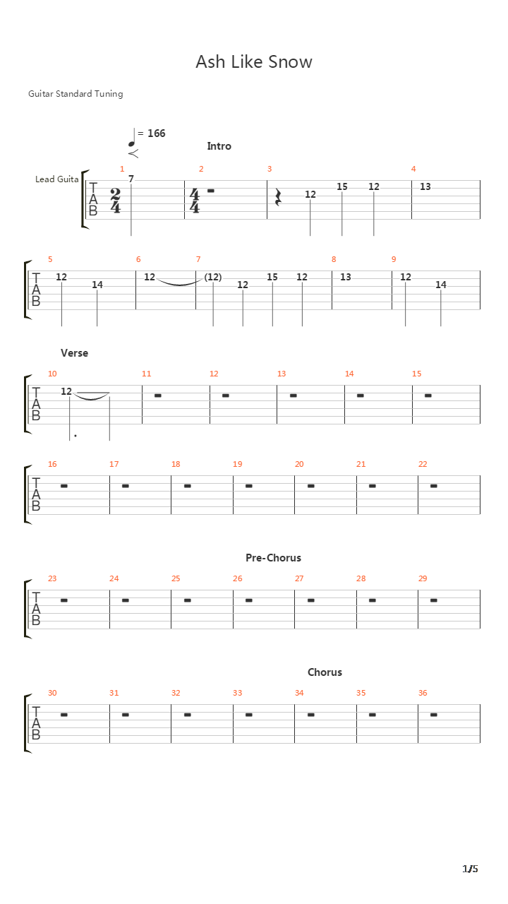 Ash Like Snow吉他谱