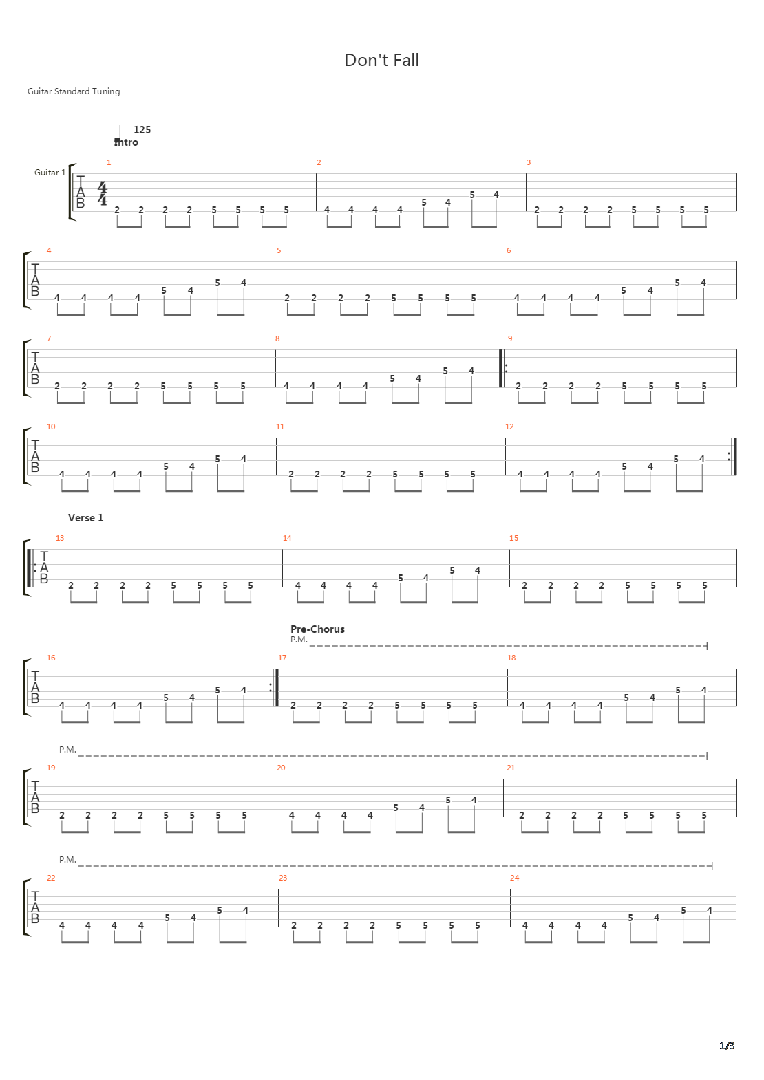 Dont Fall吉他谱