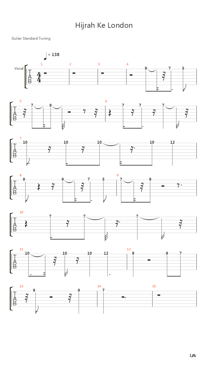 Hijrah Ke London吉他谱