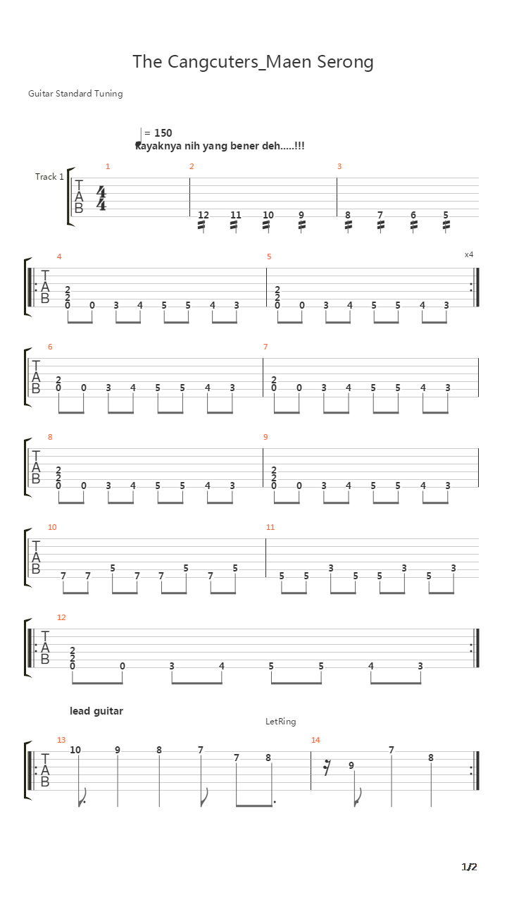 Main Serong吉他谱