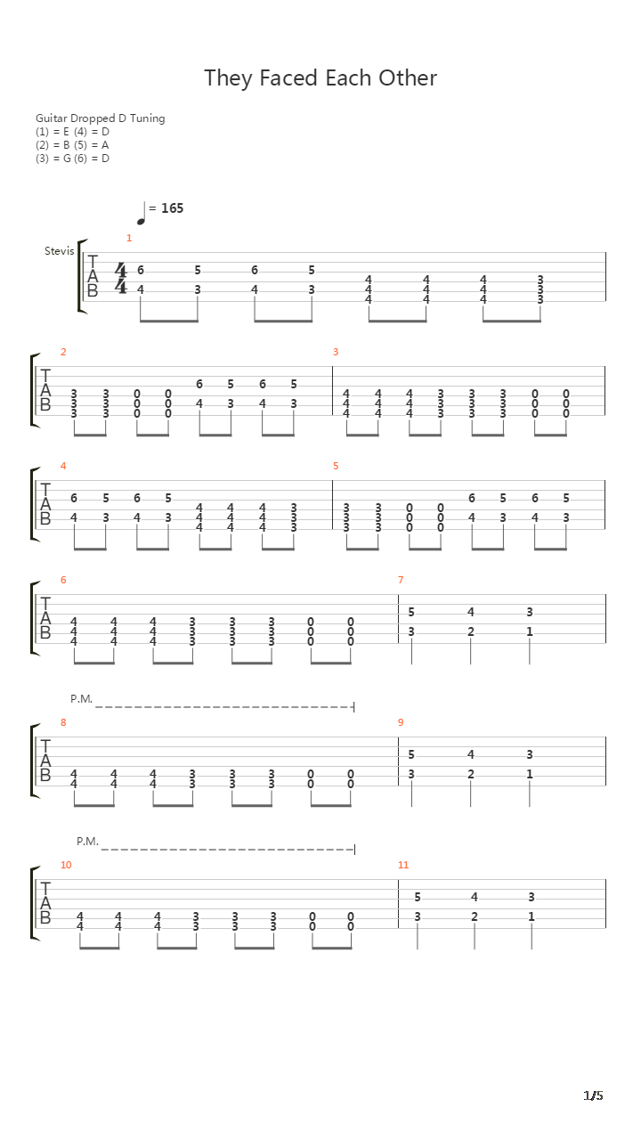 They Faced Each Other吉他谱