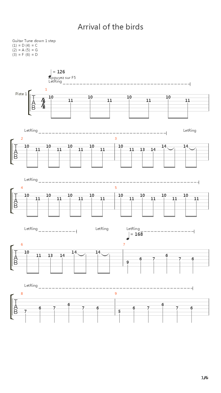 Arrival Of The Birds吉他谱