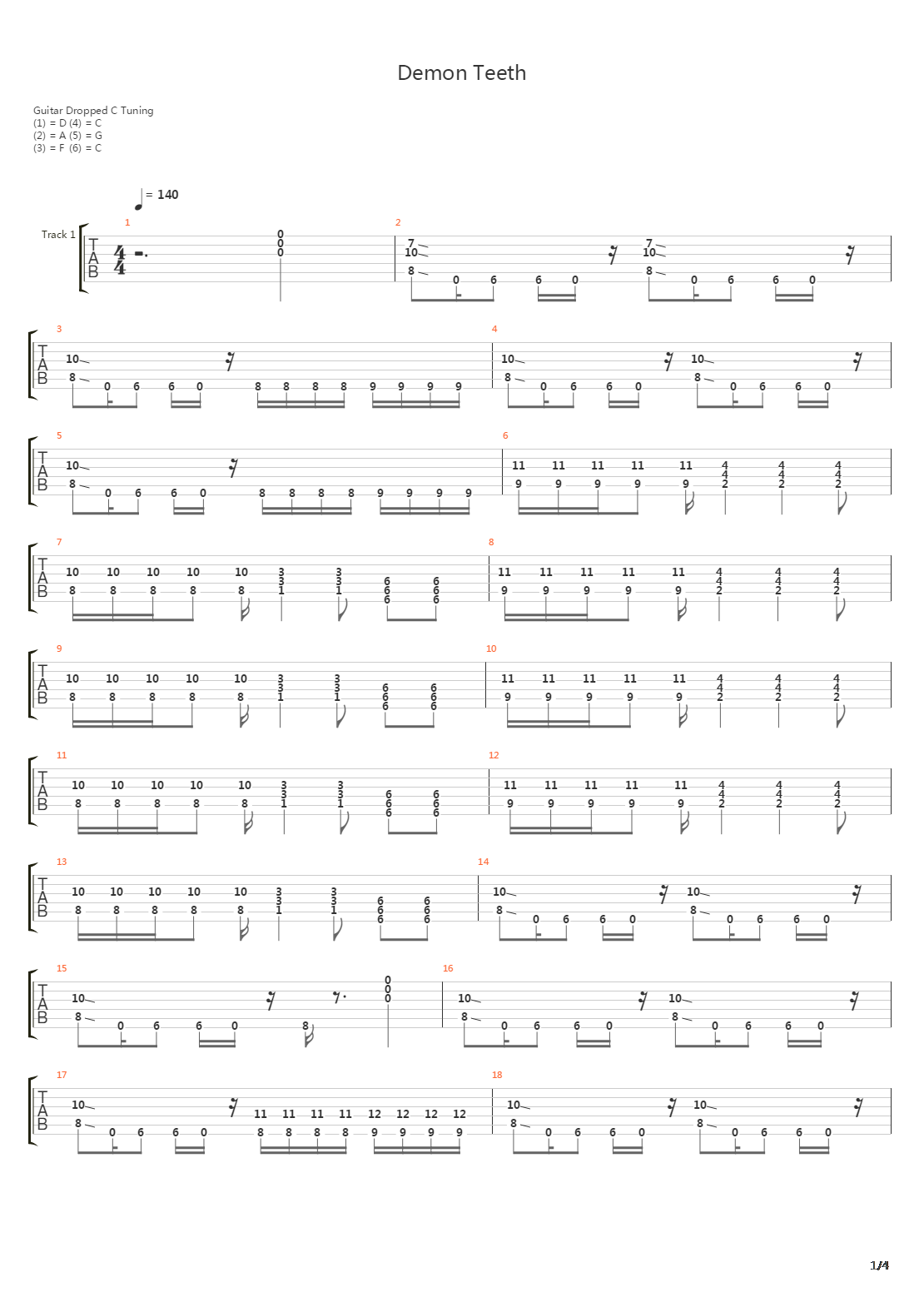 Demon Teeth吉他谱