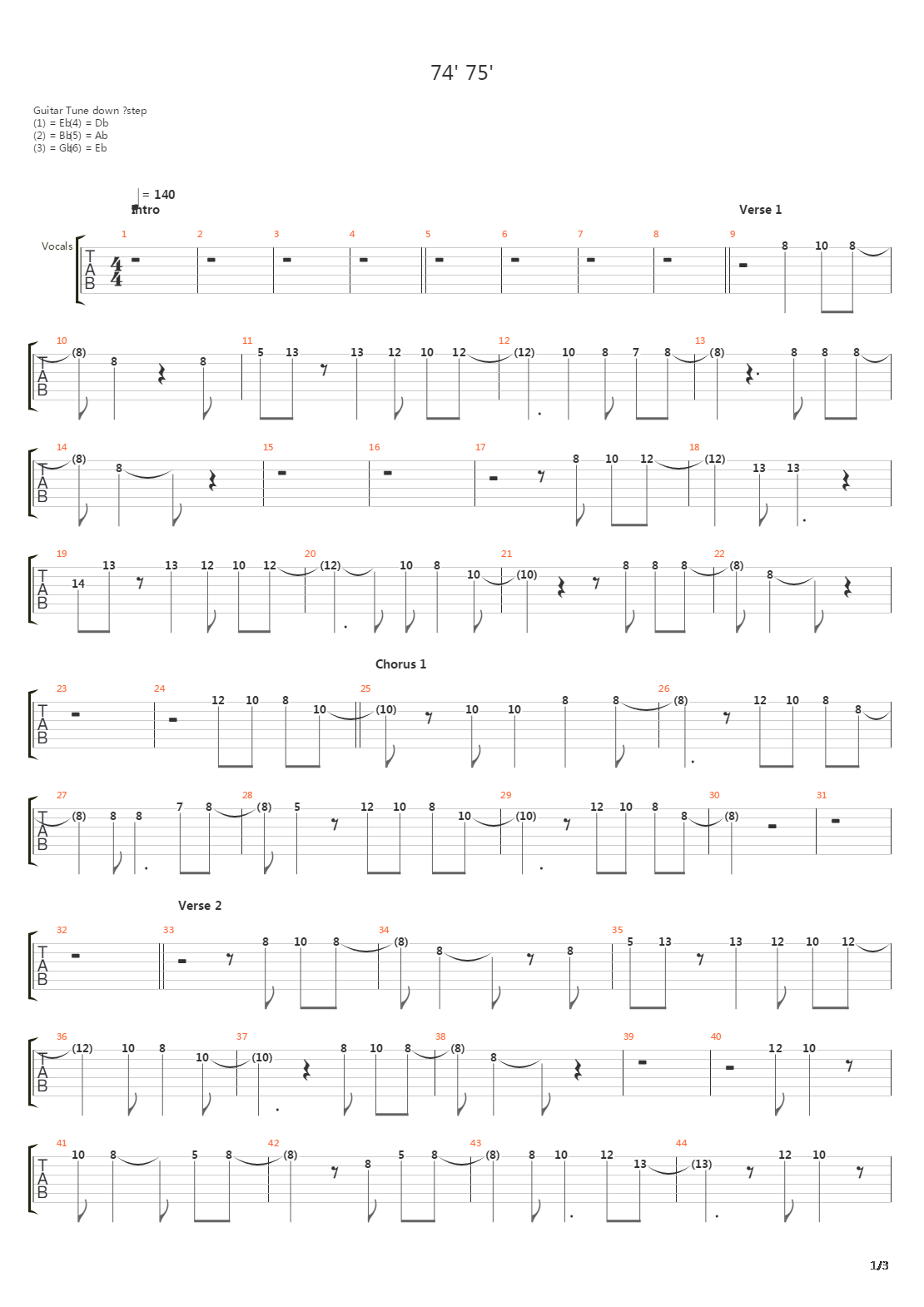 74-75吉他谱