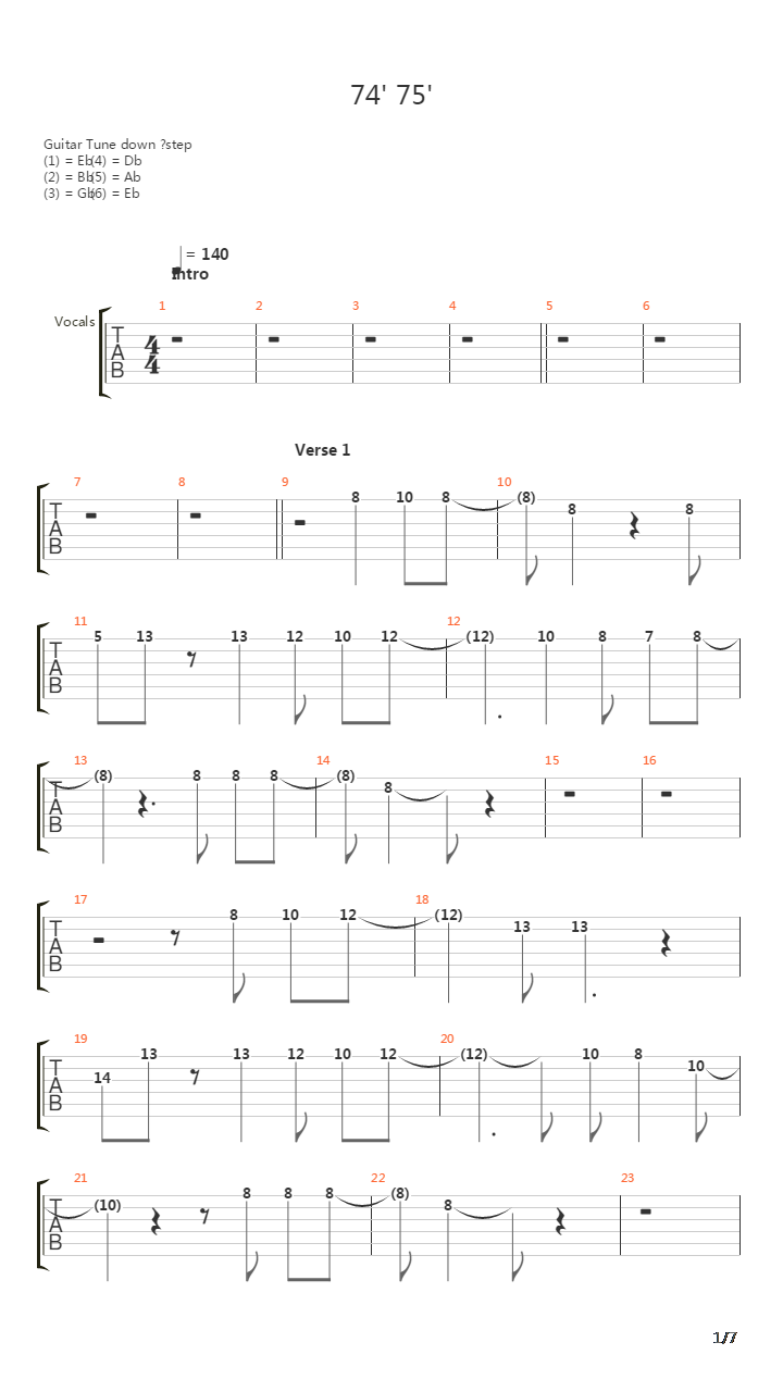 74-75吉他谱