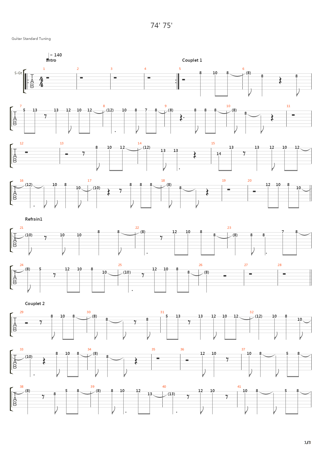 74-75吉他谱