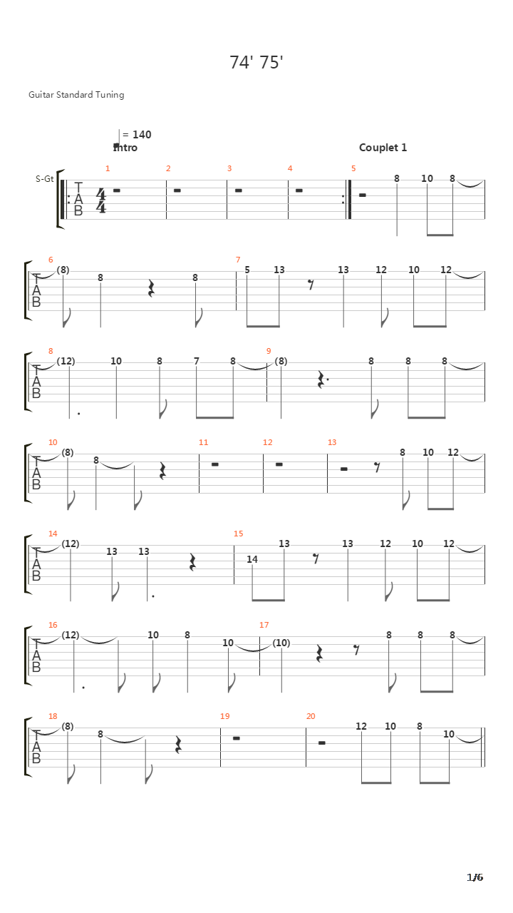 74-75吉他谱