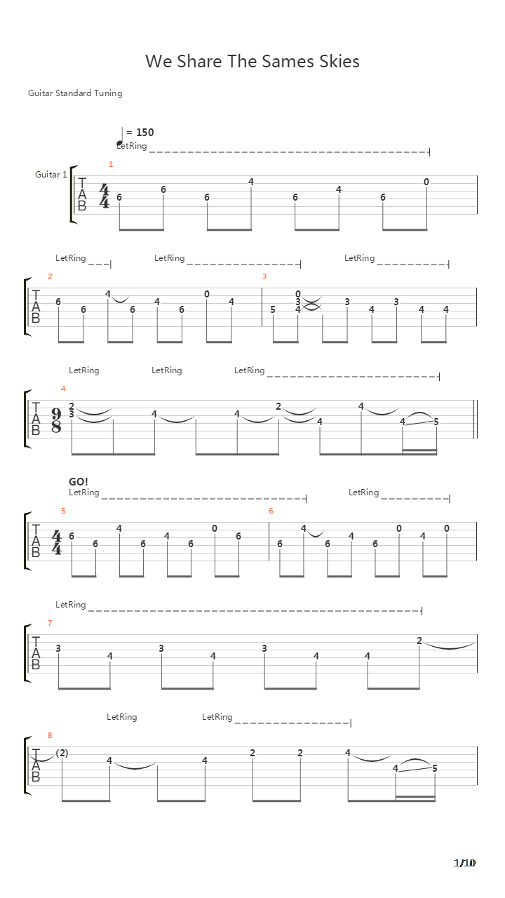 We Share The Sames Skies吉他谱