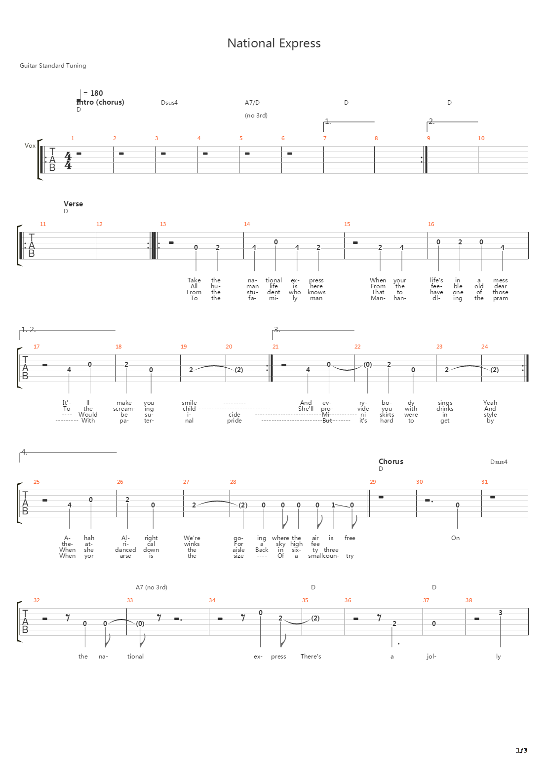 National Express吉他谱