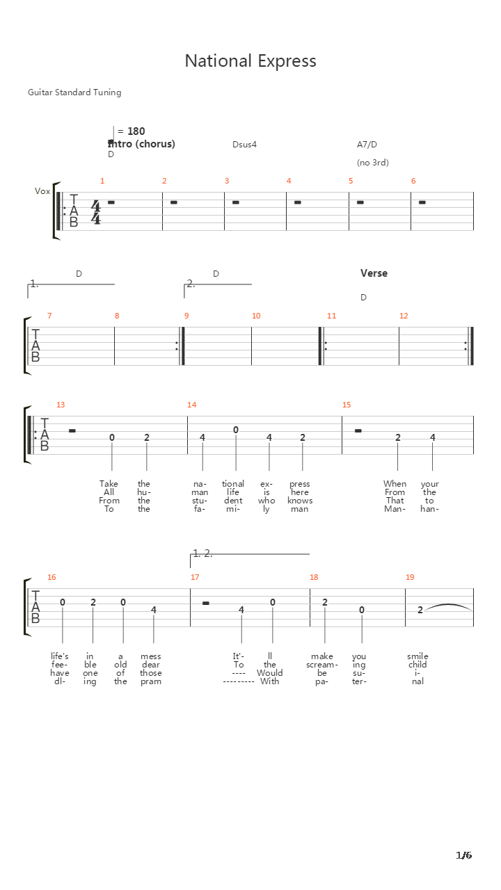 National Express吉他谱