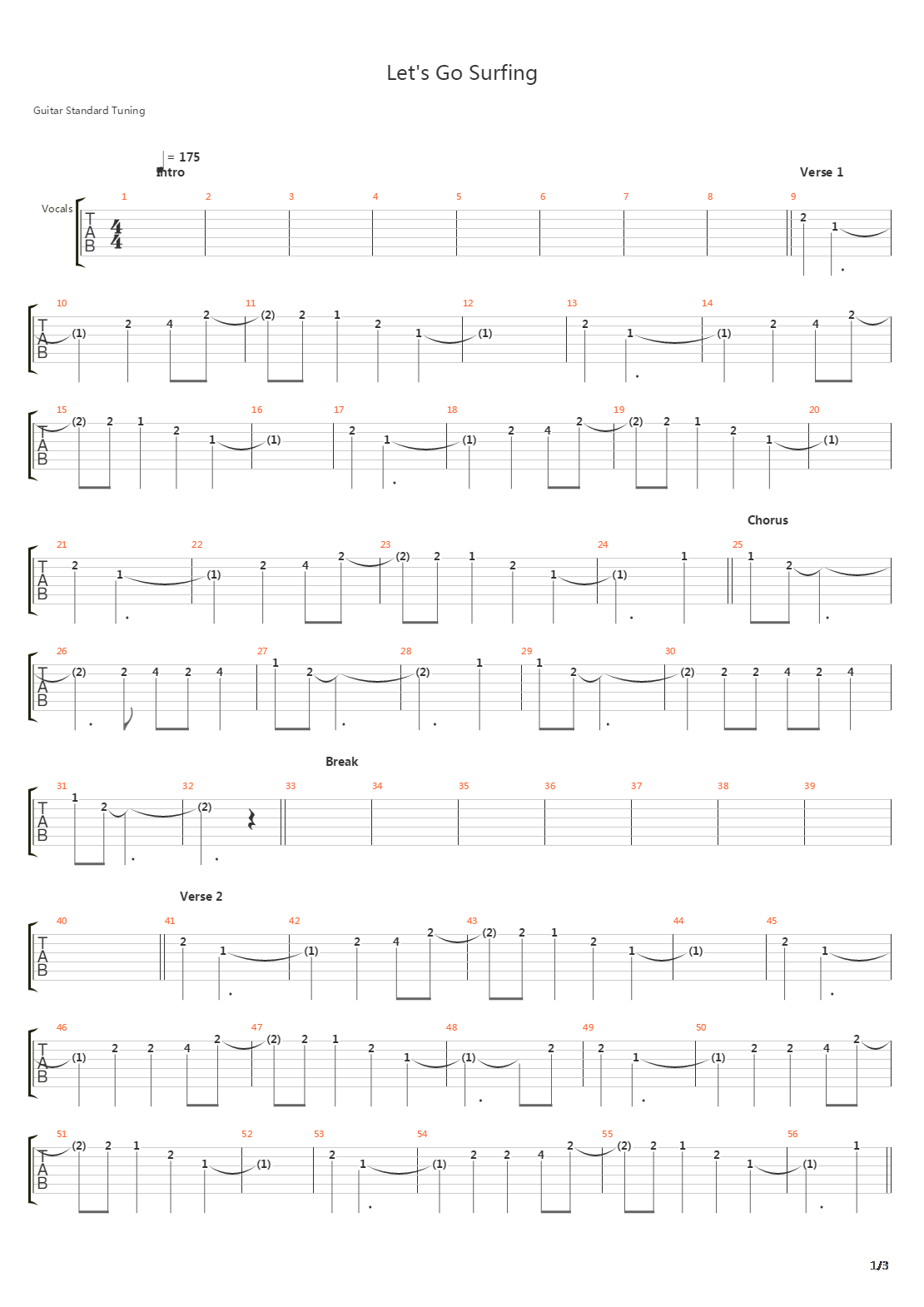 Lets Go Surfing吉他谱