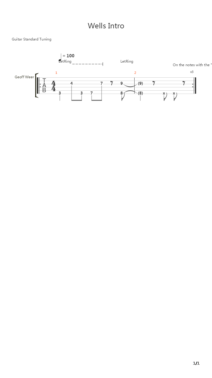 Wells吉他谱