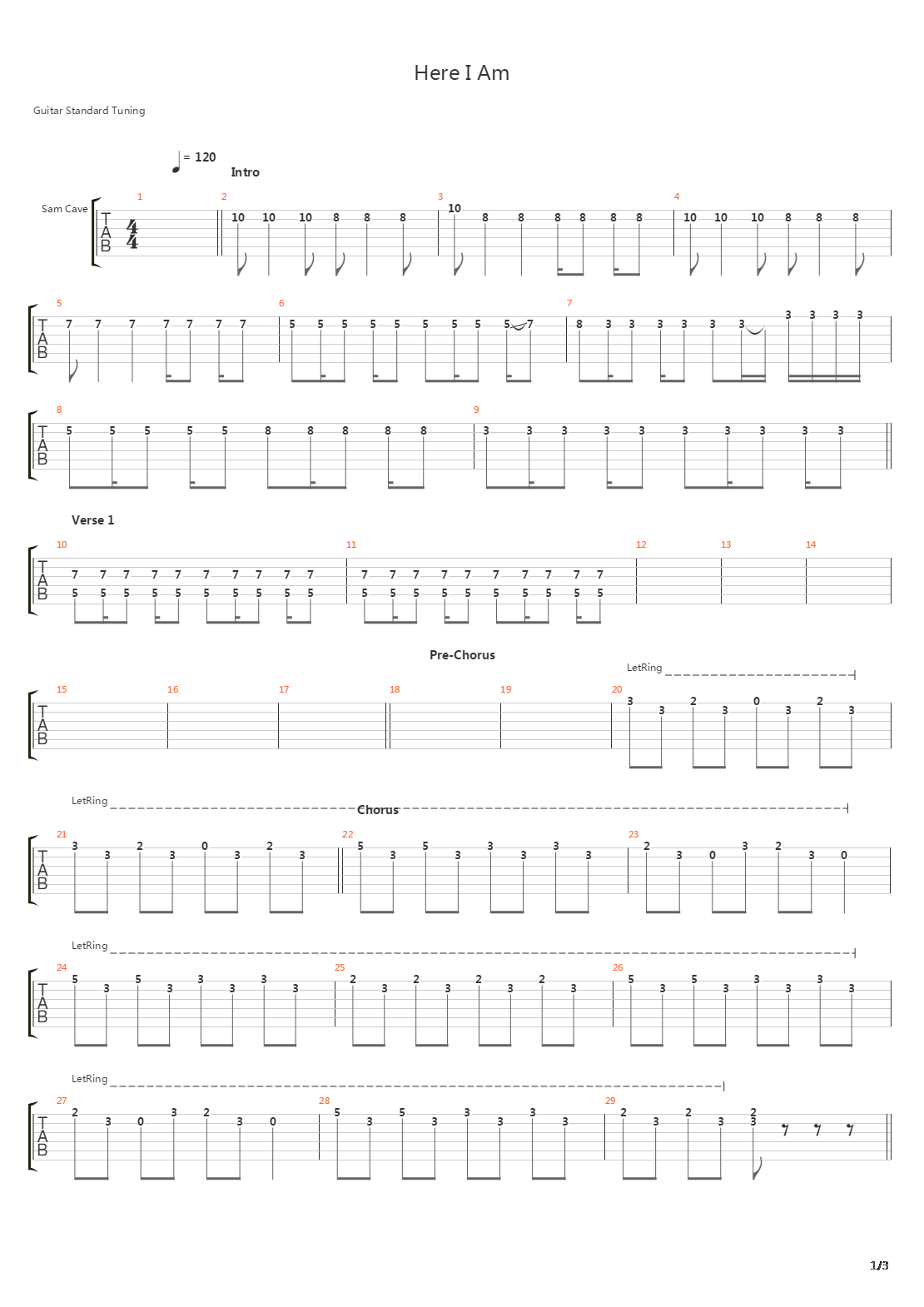 Here I Am吉他谱