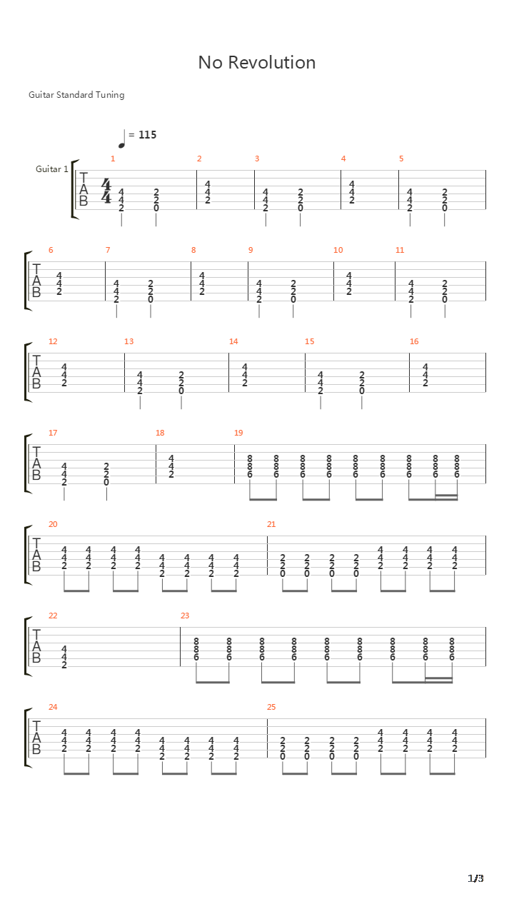 No Revolution Flash Flash Flash吉他谱