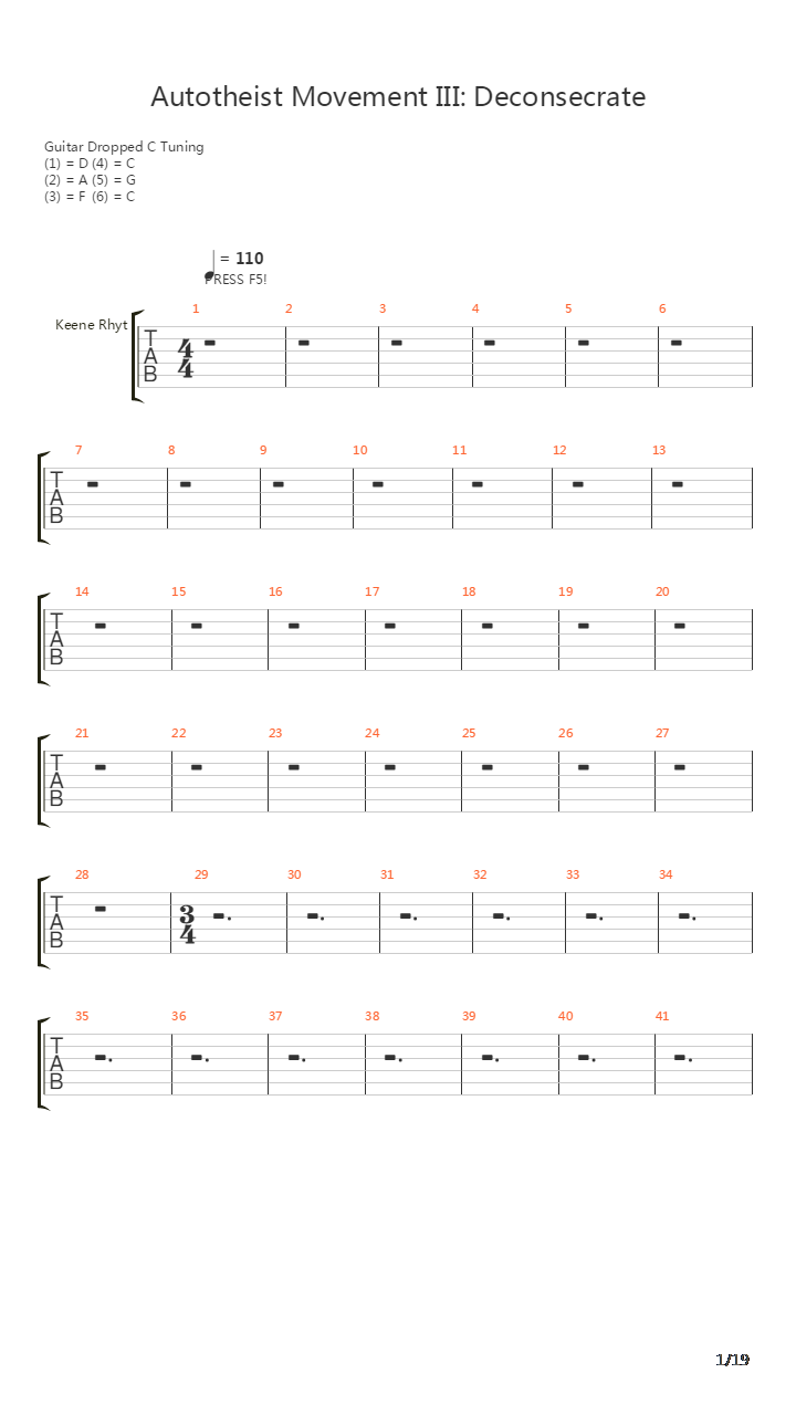 Autotheist Movement Iii Deconsecrate吉他谱