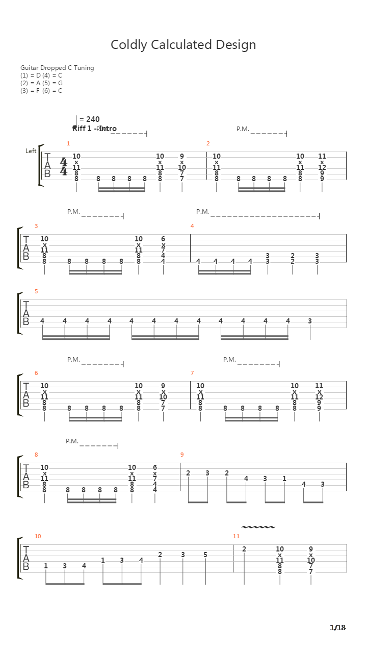 Coldly Calculated Design吉他谱