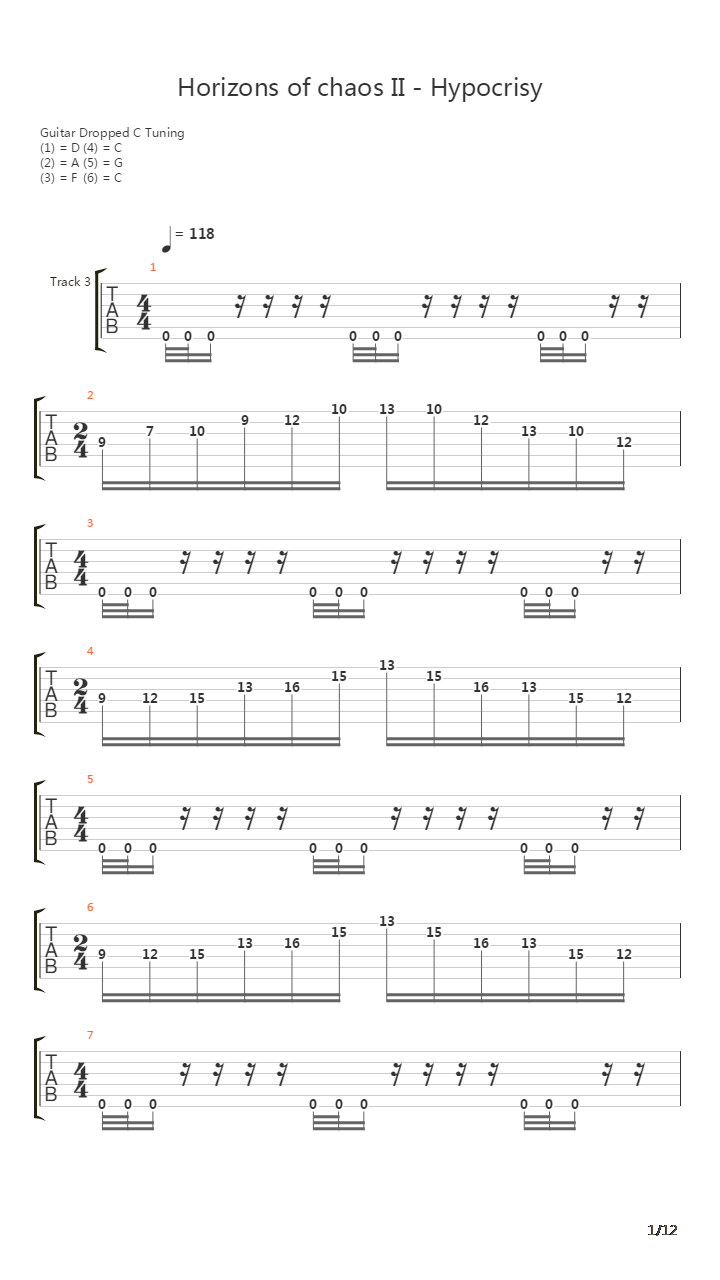 Horizons Of Chaos Ii Hypocrisy吉他谱