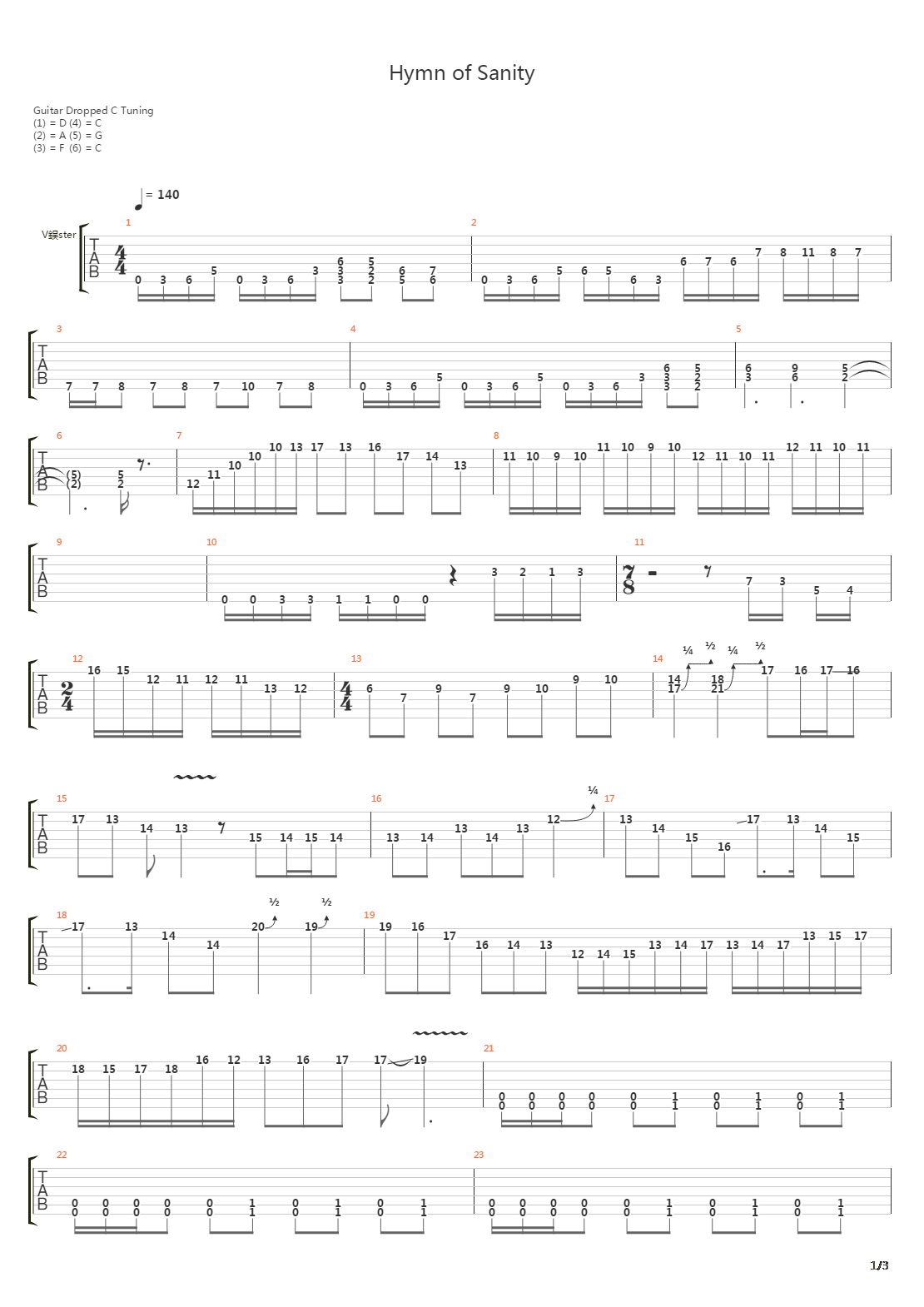 Hymn Of Sanity吉他谱