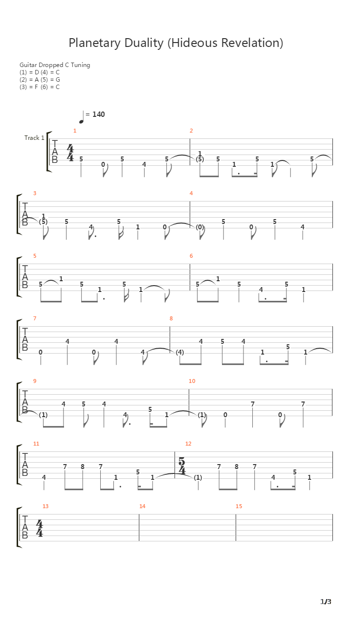 Planetary Duality Hideous Revelation吉他谱