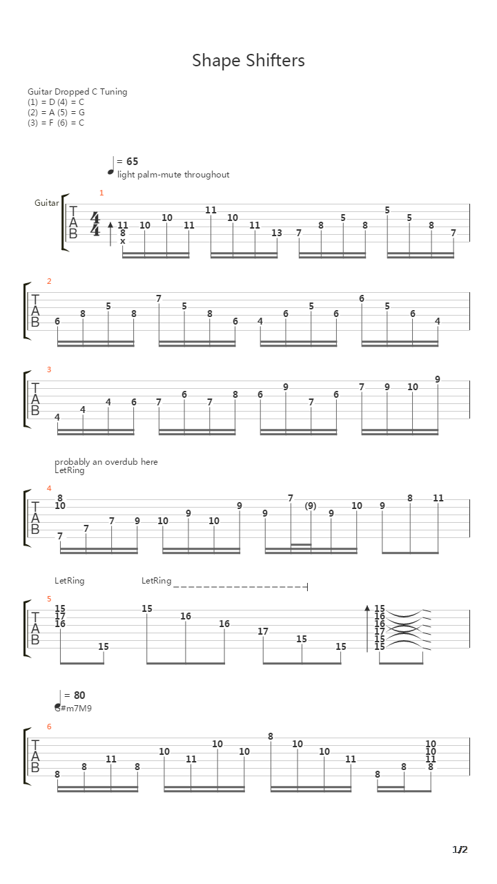 Shape Shifters吉他谱