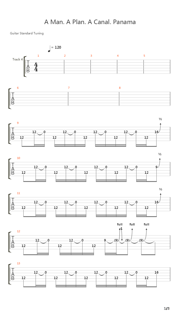 A Man A Plan A Canal Panama吉他谱