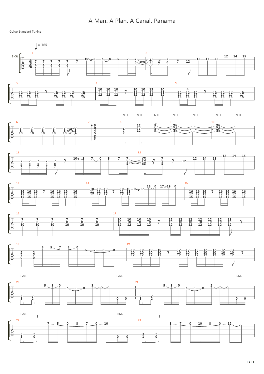 A Man A Plan A Canal Panama吉他谱