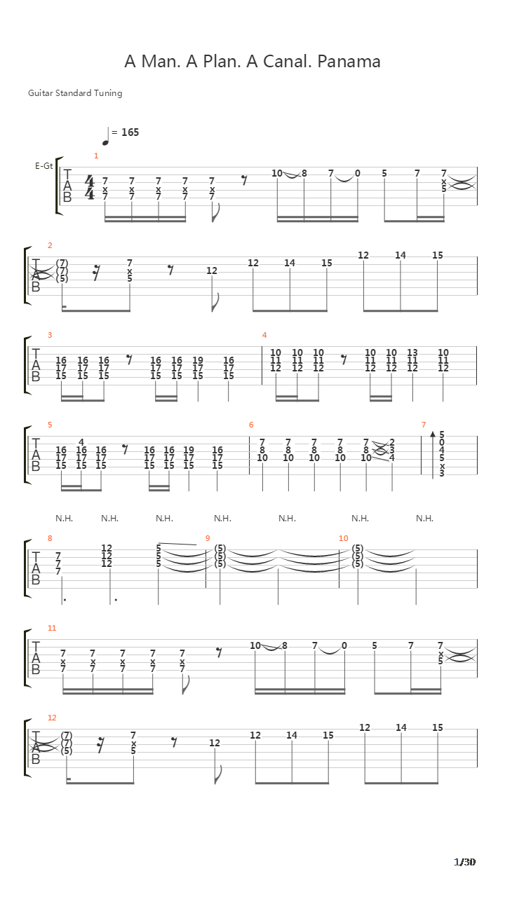 A Man A Plan A Canal Panama吉他谱