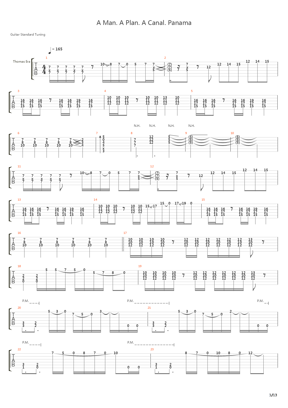 A Man A Plan A Canal Panama吉他谱