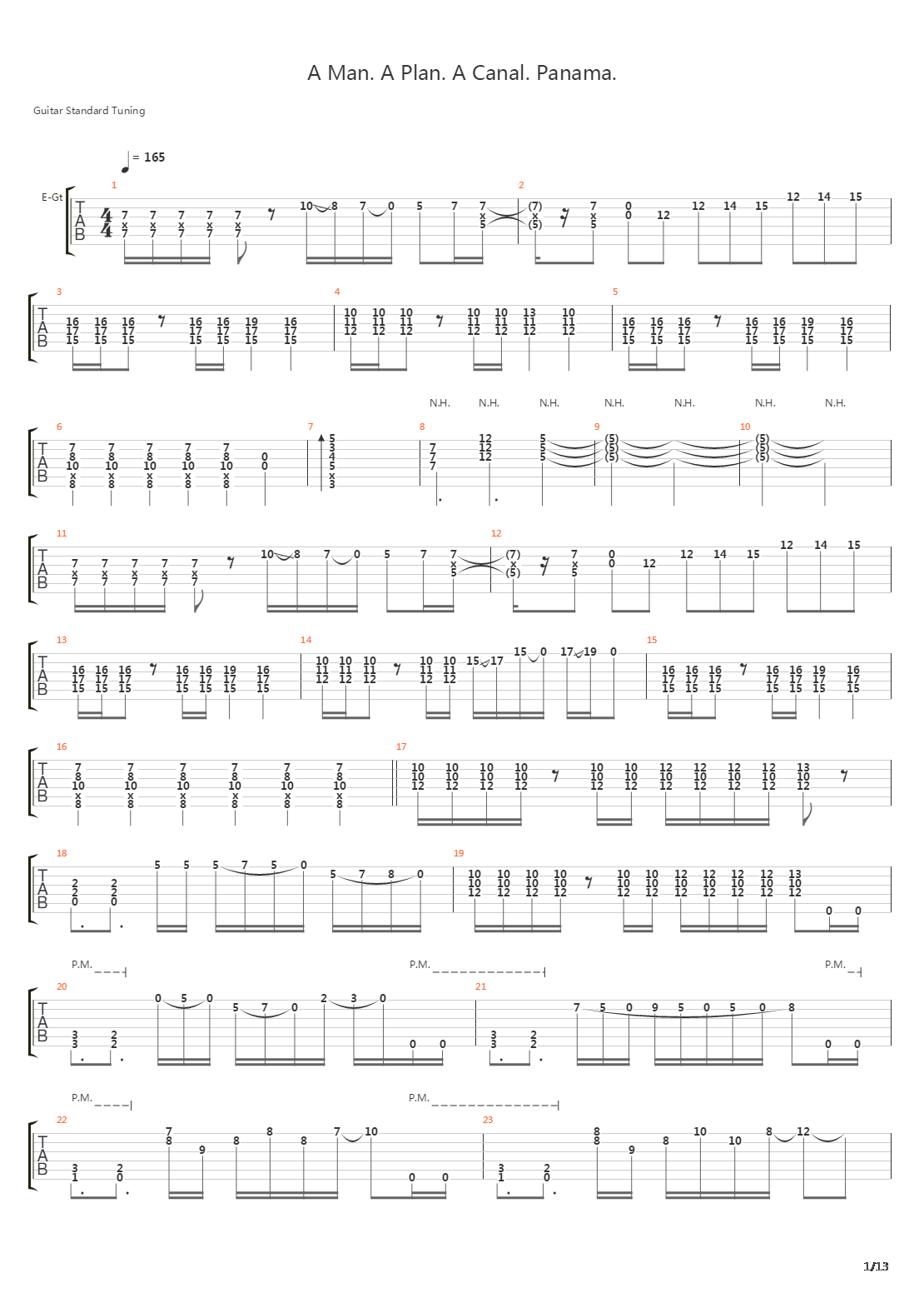 A Man A Plan A Canal Panama吉他谱