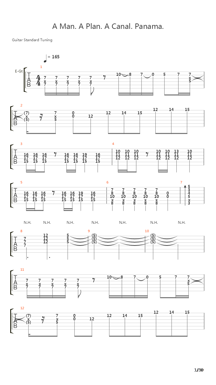 A Man A Plan A Canal Panama吉他谱