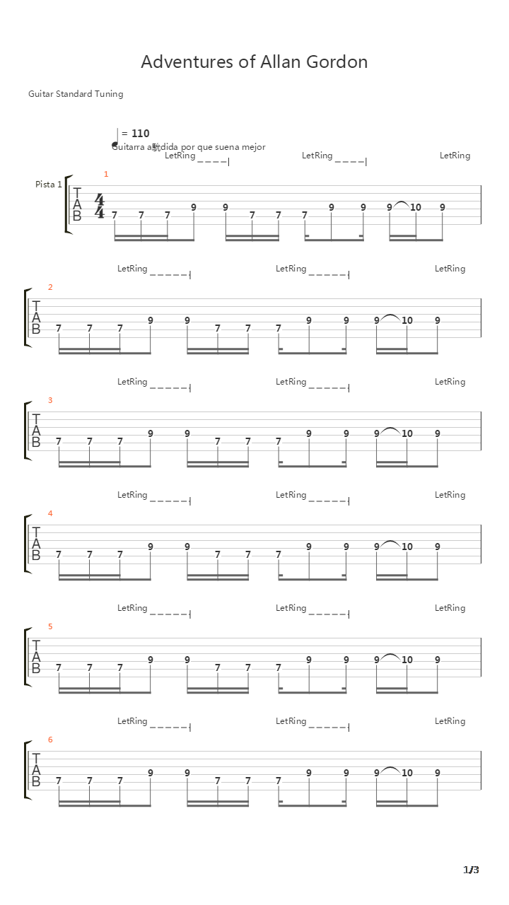 Adventures Of Allan Gordan吉他谱