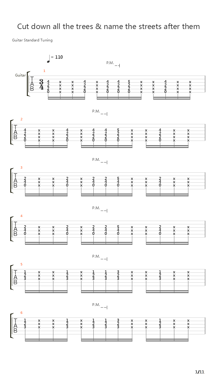 Cut Down All The Trees And Name The Streets After Them吉他谱
