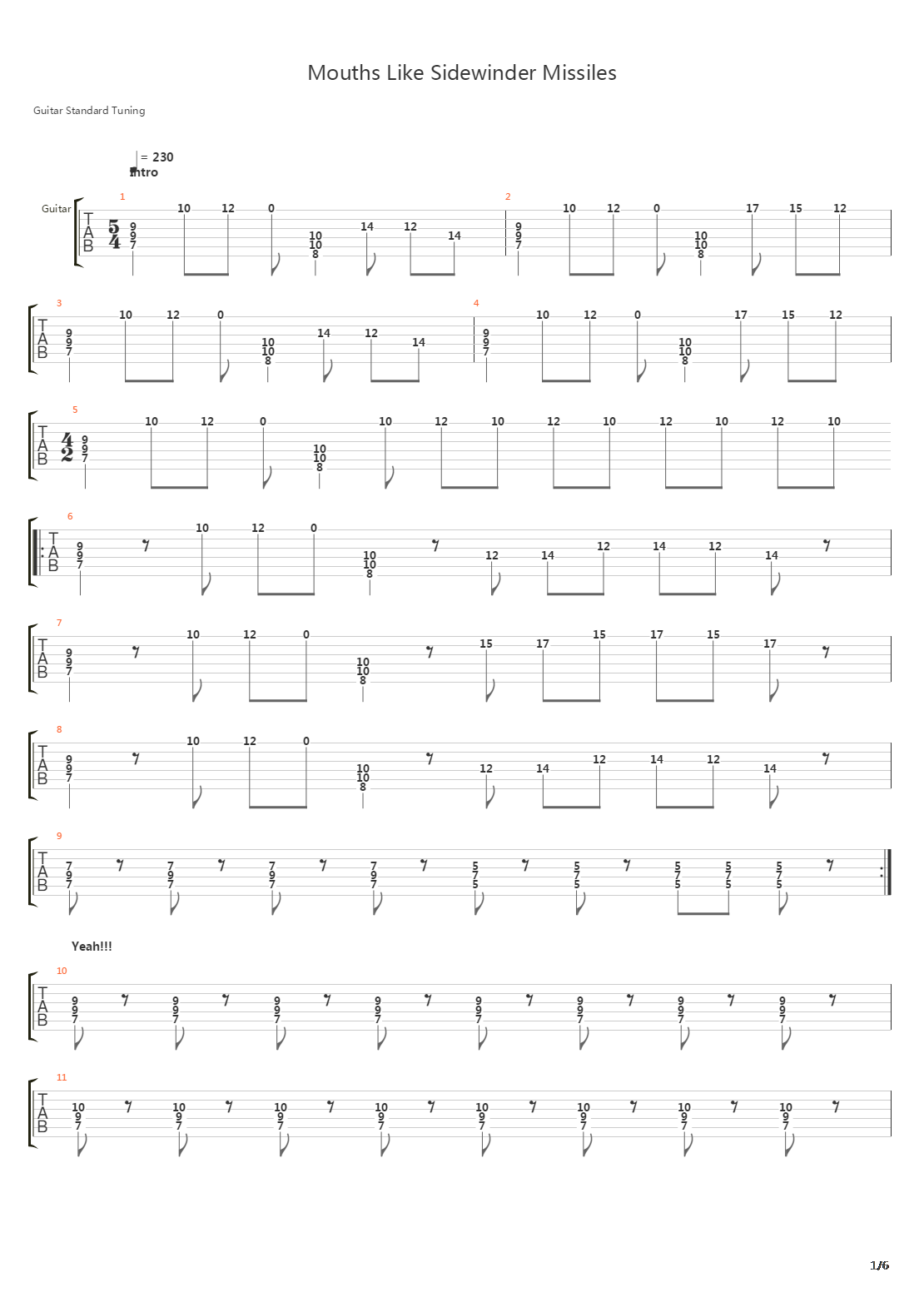 Mouths Like Sidewinder Missiles吉他谱