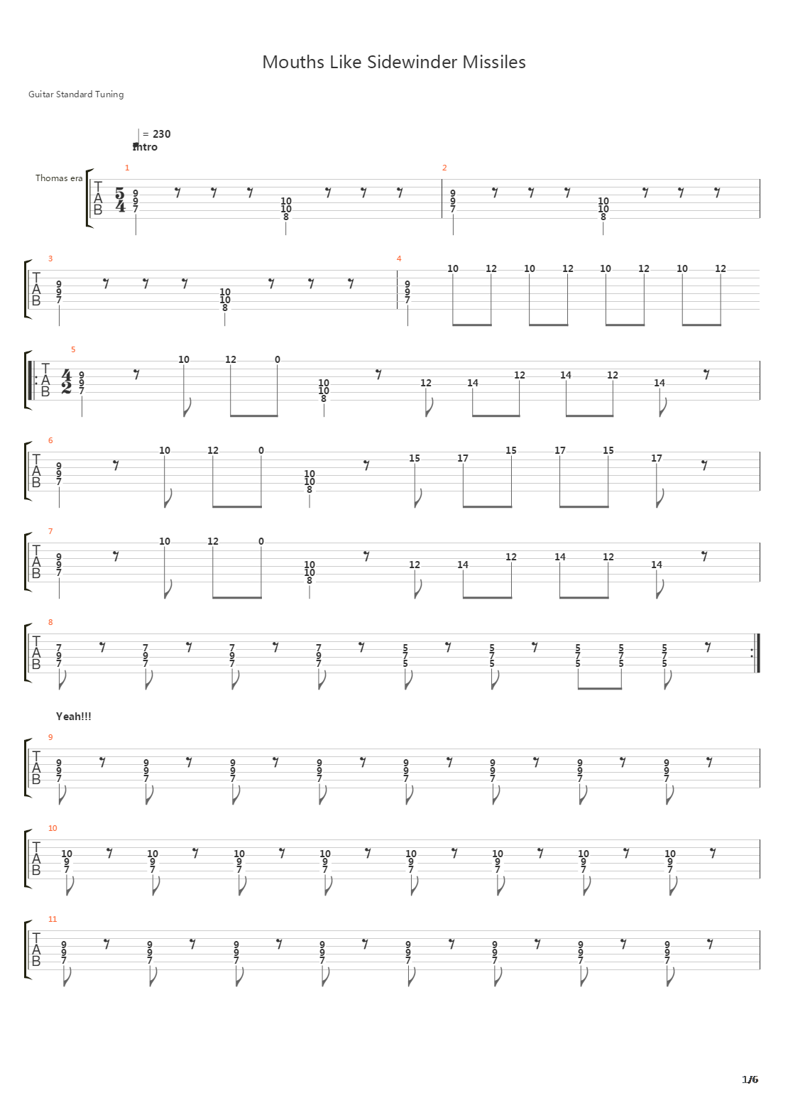 Mouths Like Sidewinder Missiles吉他谱