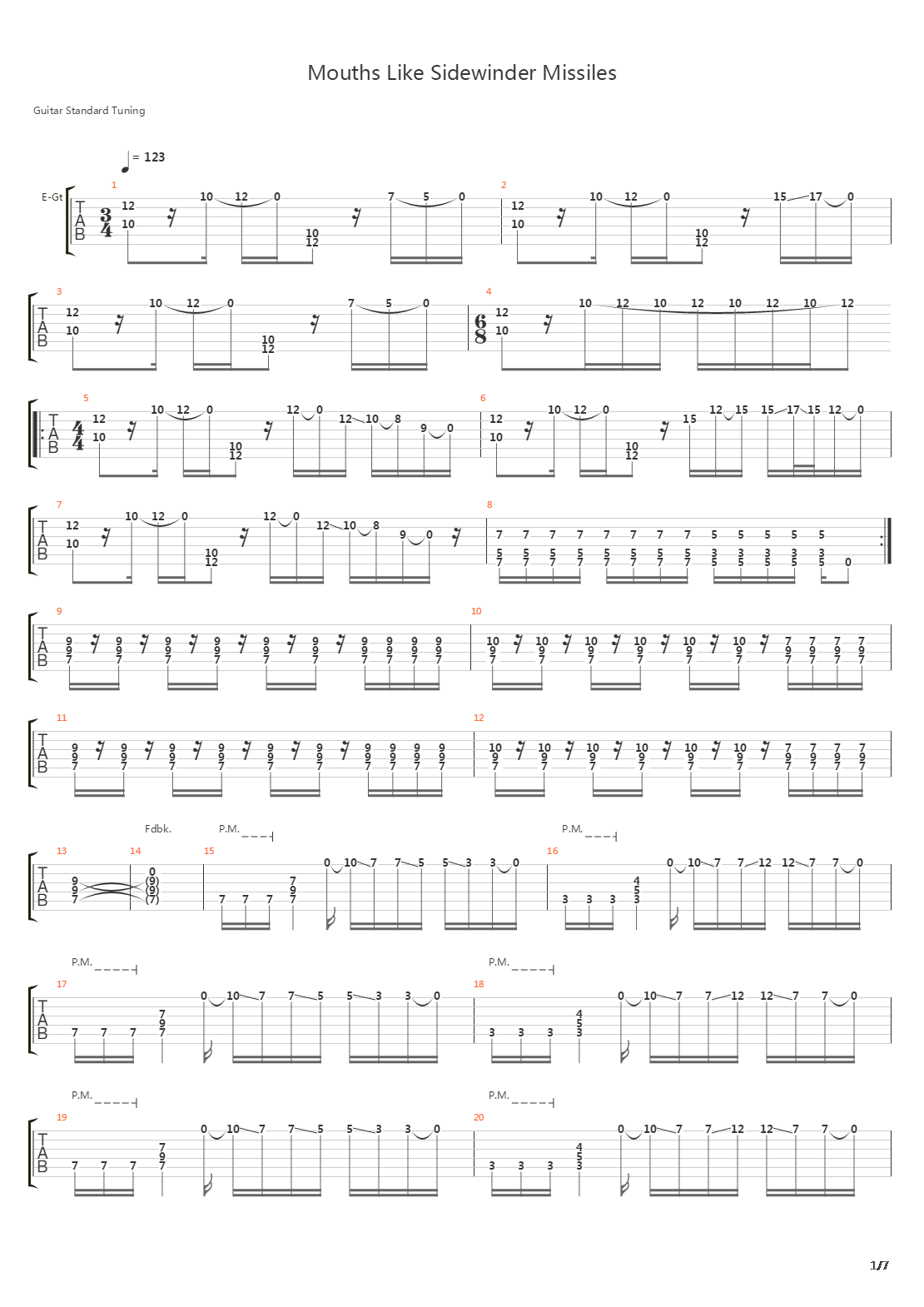 Mouths Like Sidewinder Missiles吉他谱