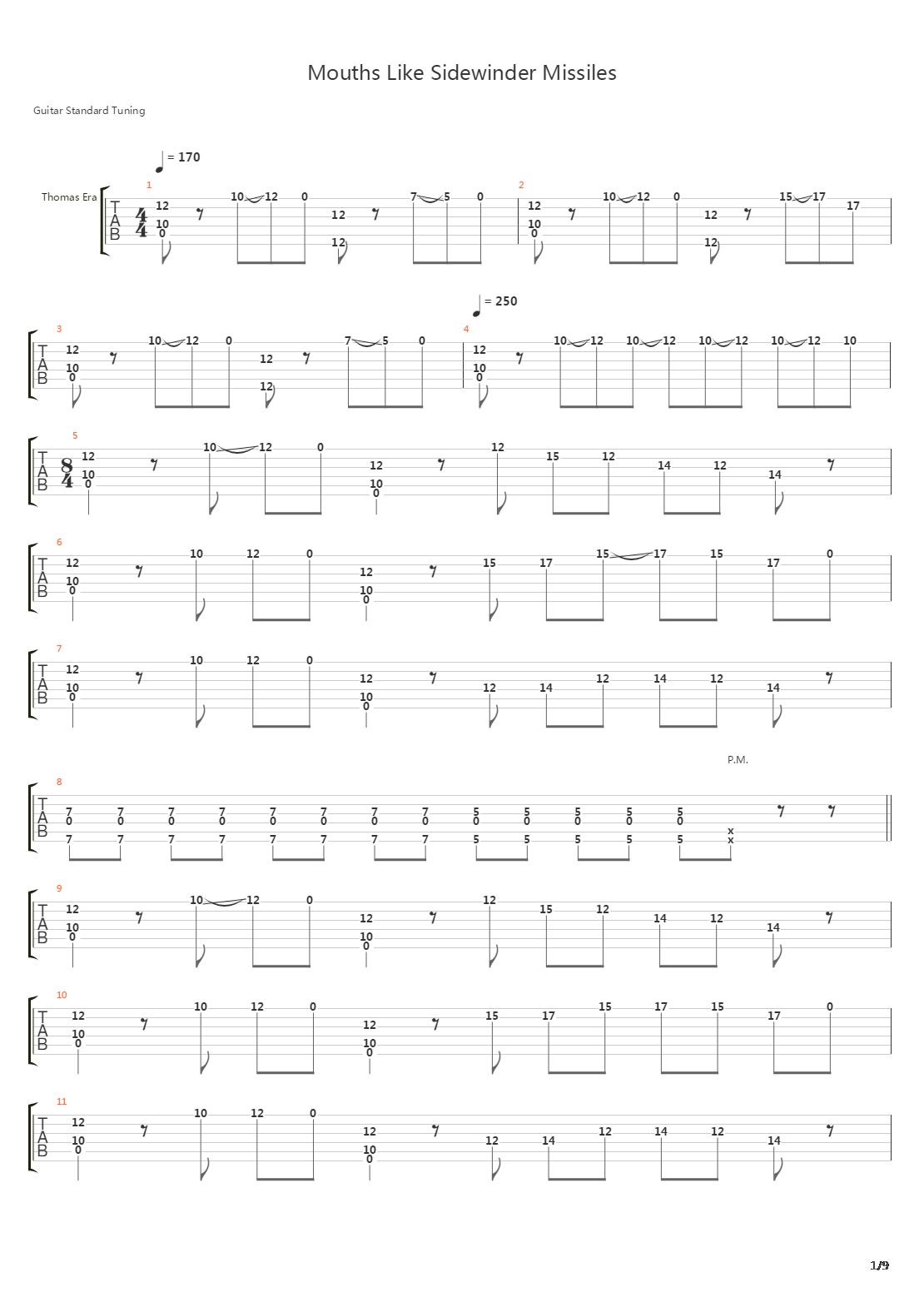 Mouths Like Sidewinder Missiles吉他谱