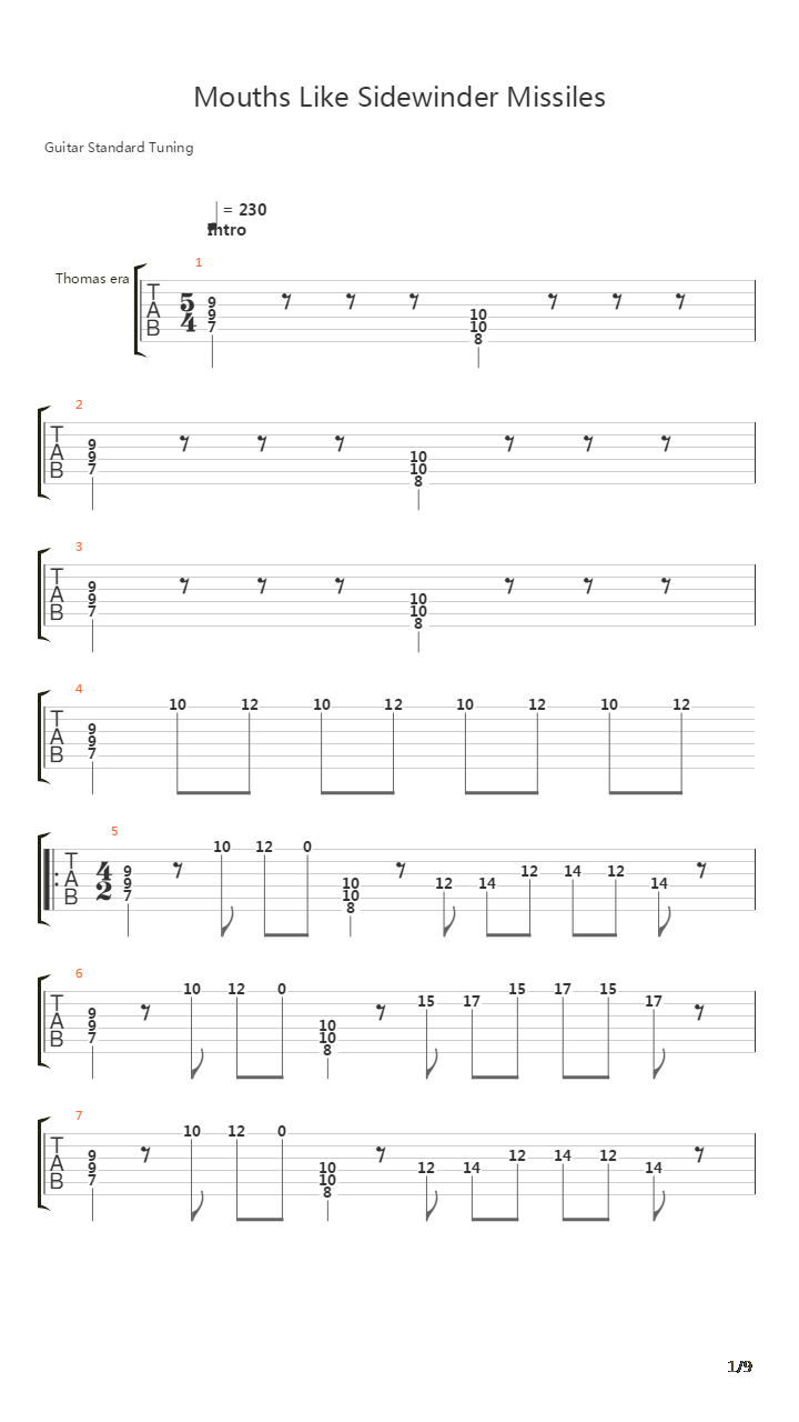 Mouths Like Sidewinder Missiles吉他谱