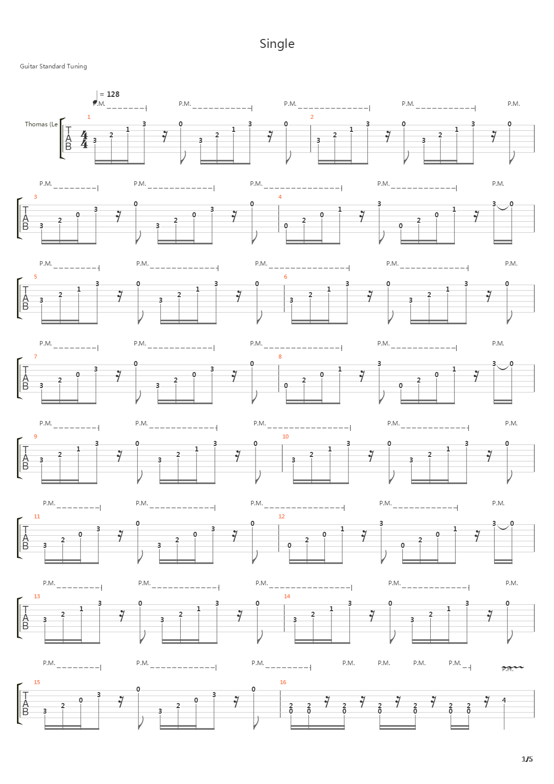 Single吉他谱