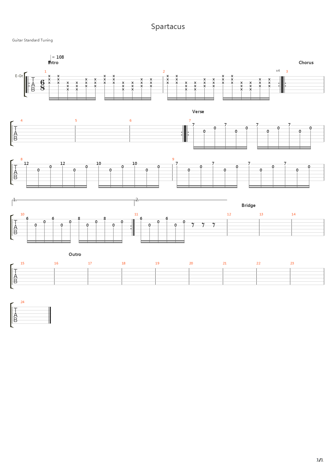 Spartacus吉他谱