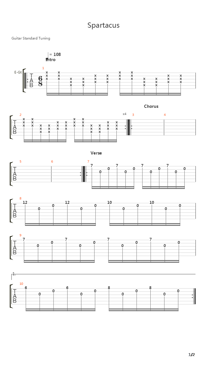 Spartacus吉他谱