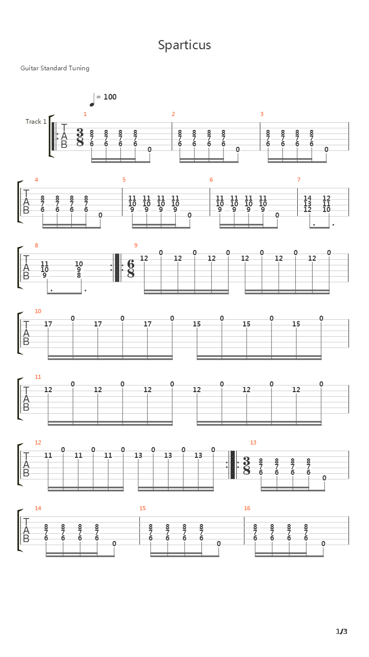 Sparticus吉他谱