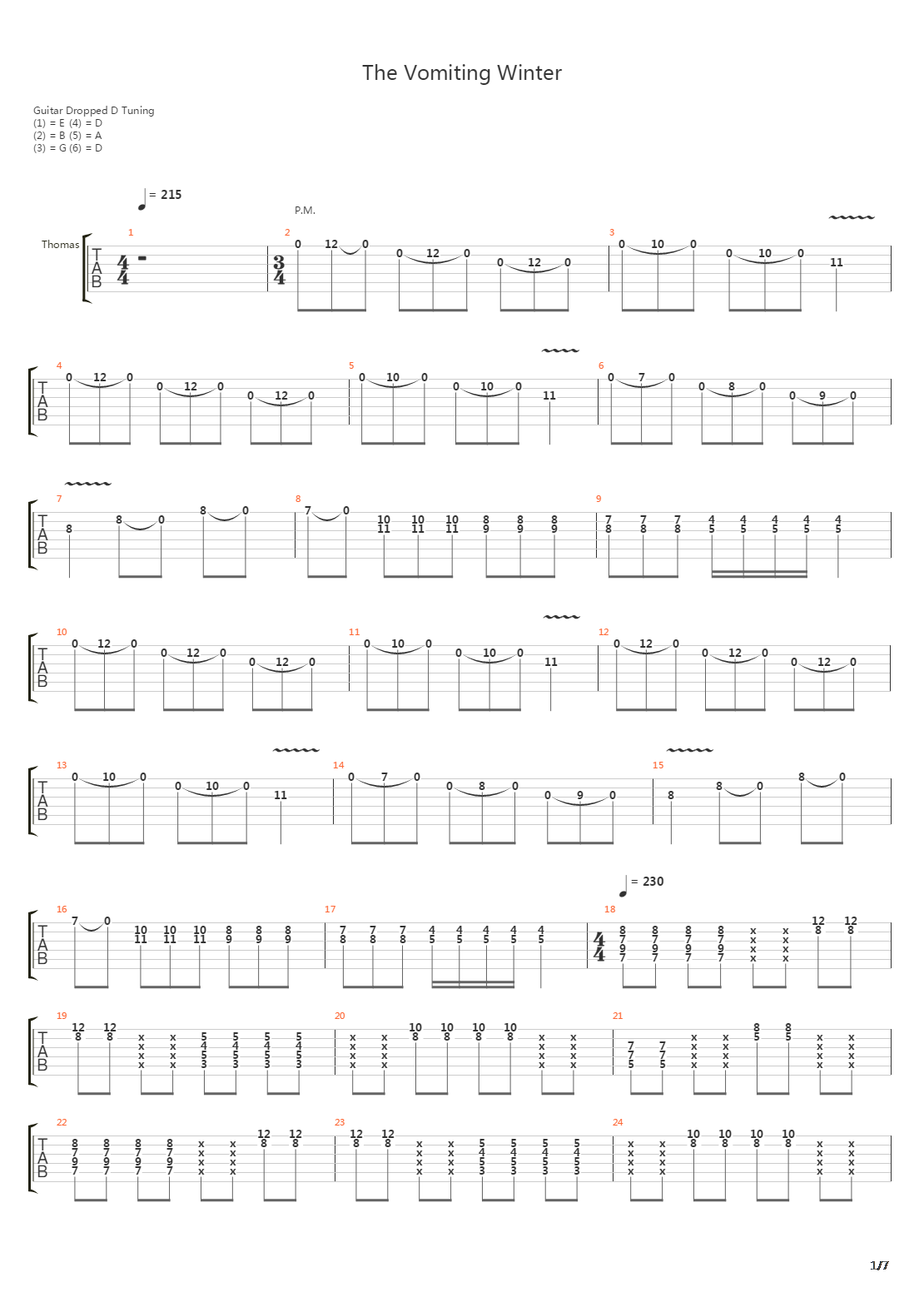 The Vomiting Winter吉他谱