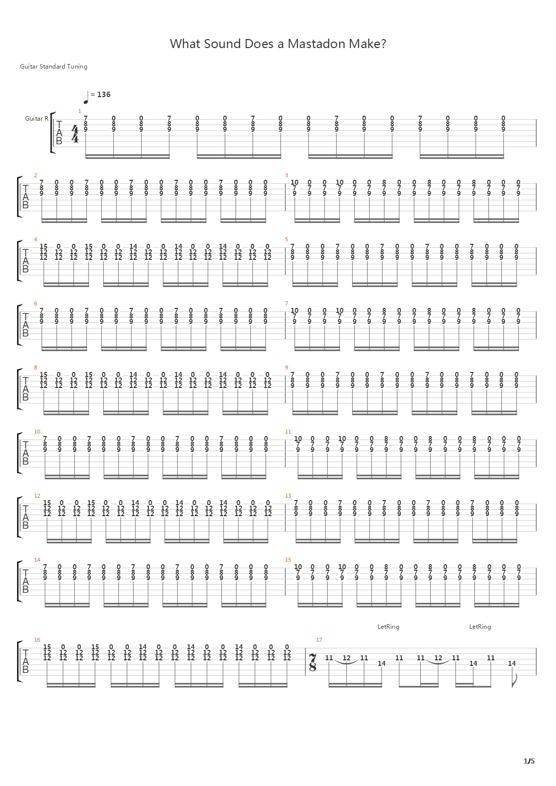 What Sound Does A Mastadon Make吉他谱