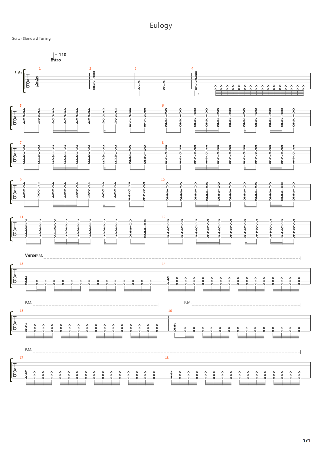 Eulogy吉他谱