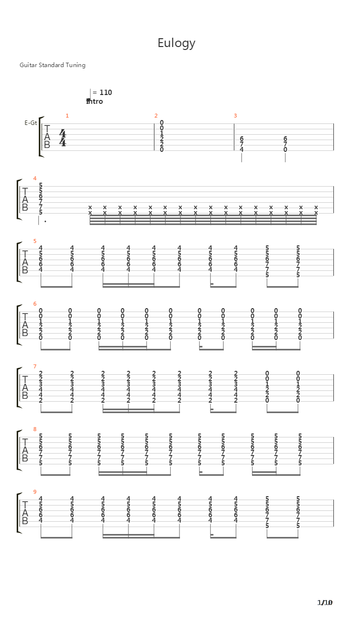 Eulogy吉他谱