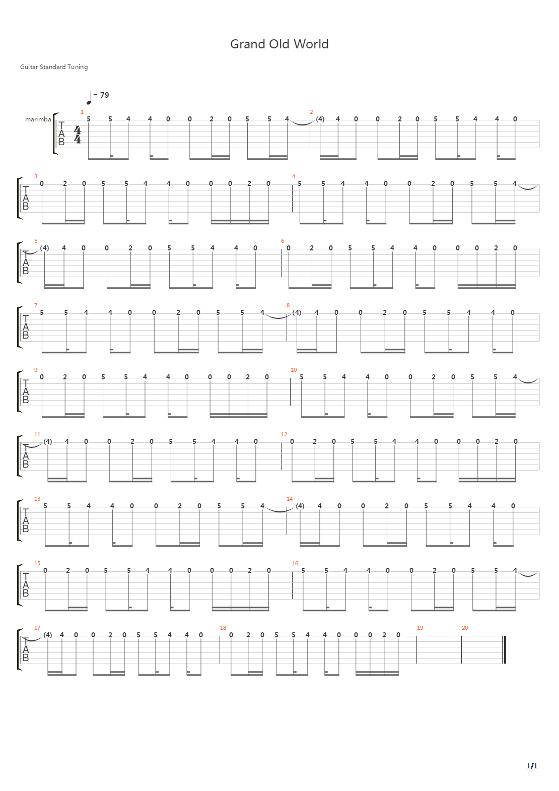 Grand Old World吉他谱