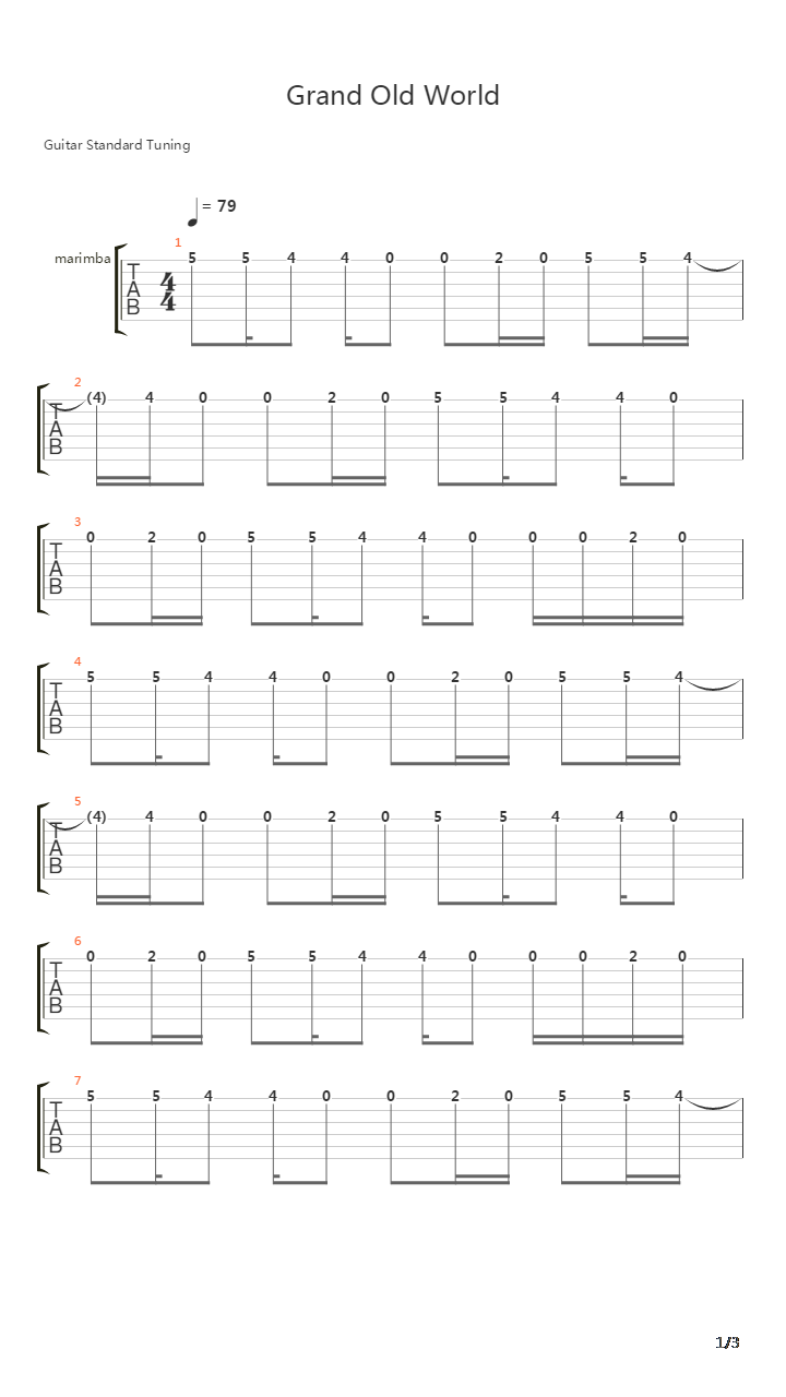 Grand Old World吉他谱