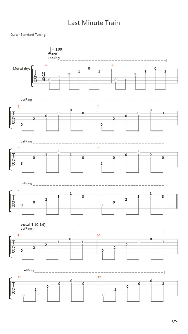Last Minute Train吉他谱