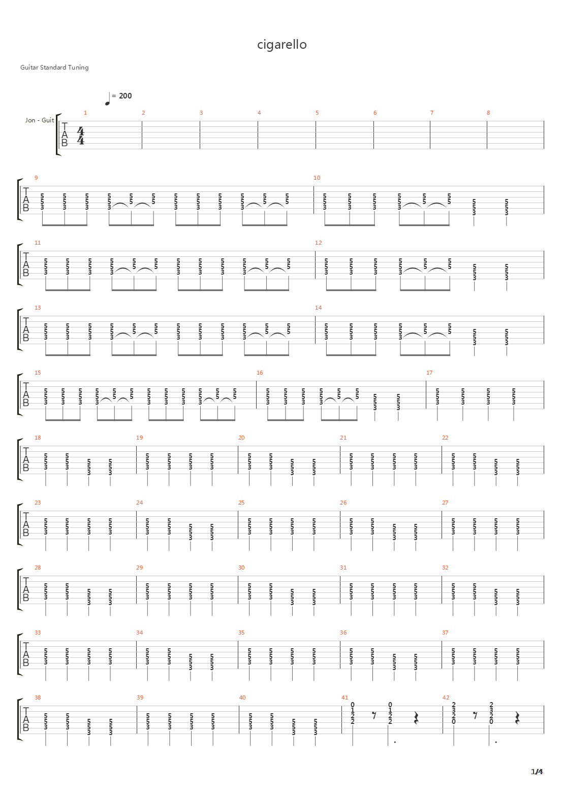 Cigarello吉他谱