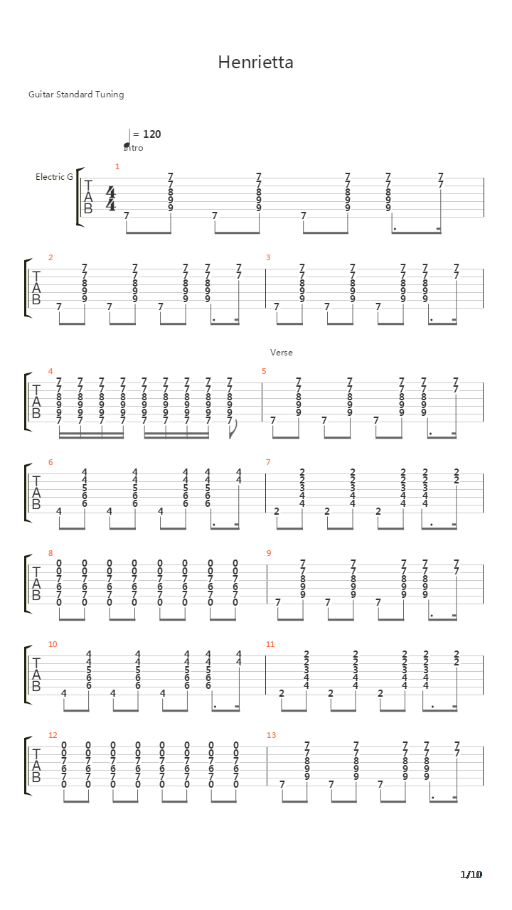 Henrietta吉他谱